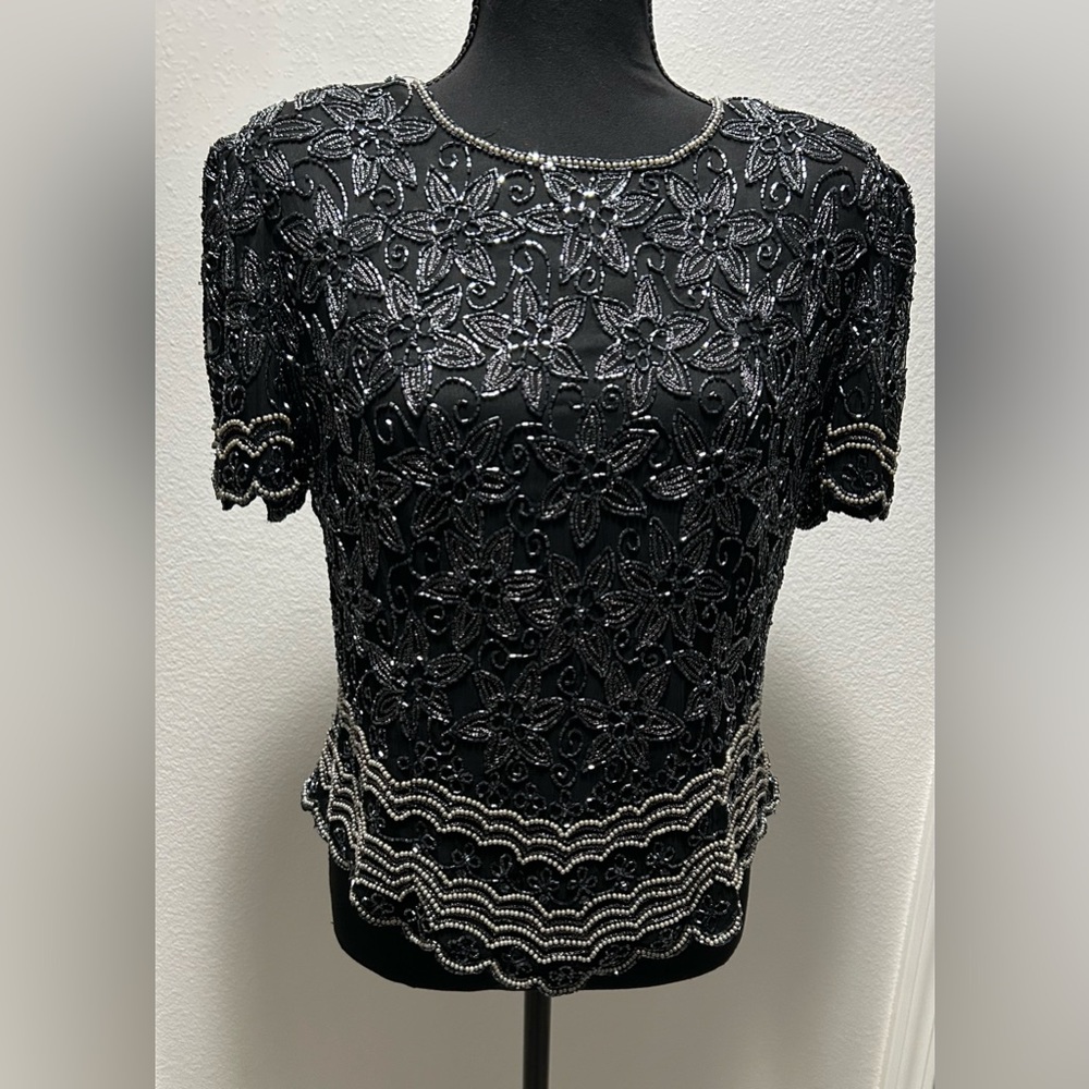 Papell Boutique Evenings Silk Blouse - MP - Black - Used